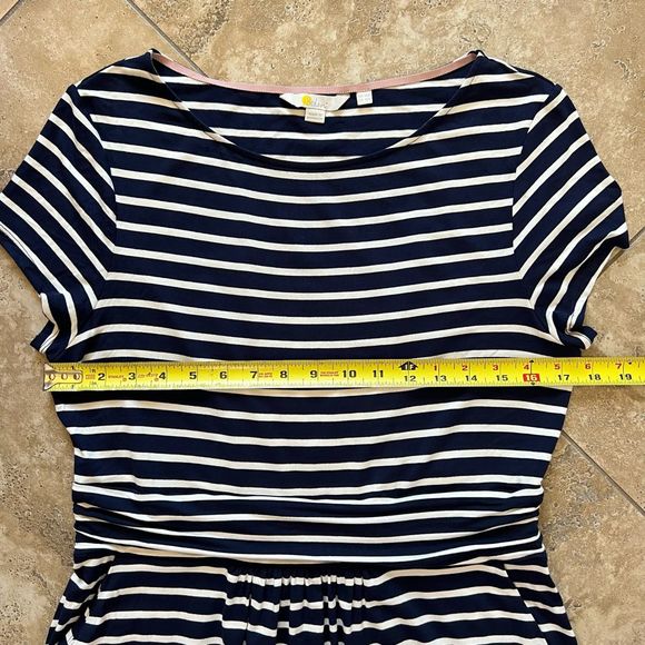 Boden Navy Stripe Stretch Knit Midi Dress Size 10 with Pockets - Picture 8 of 9
